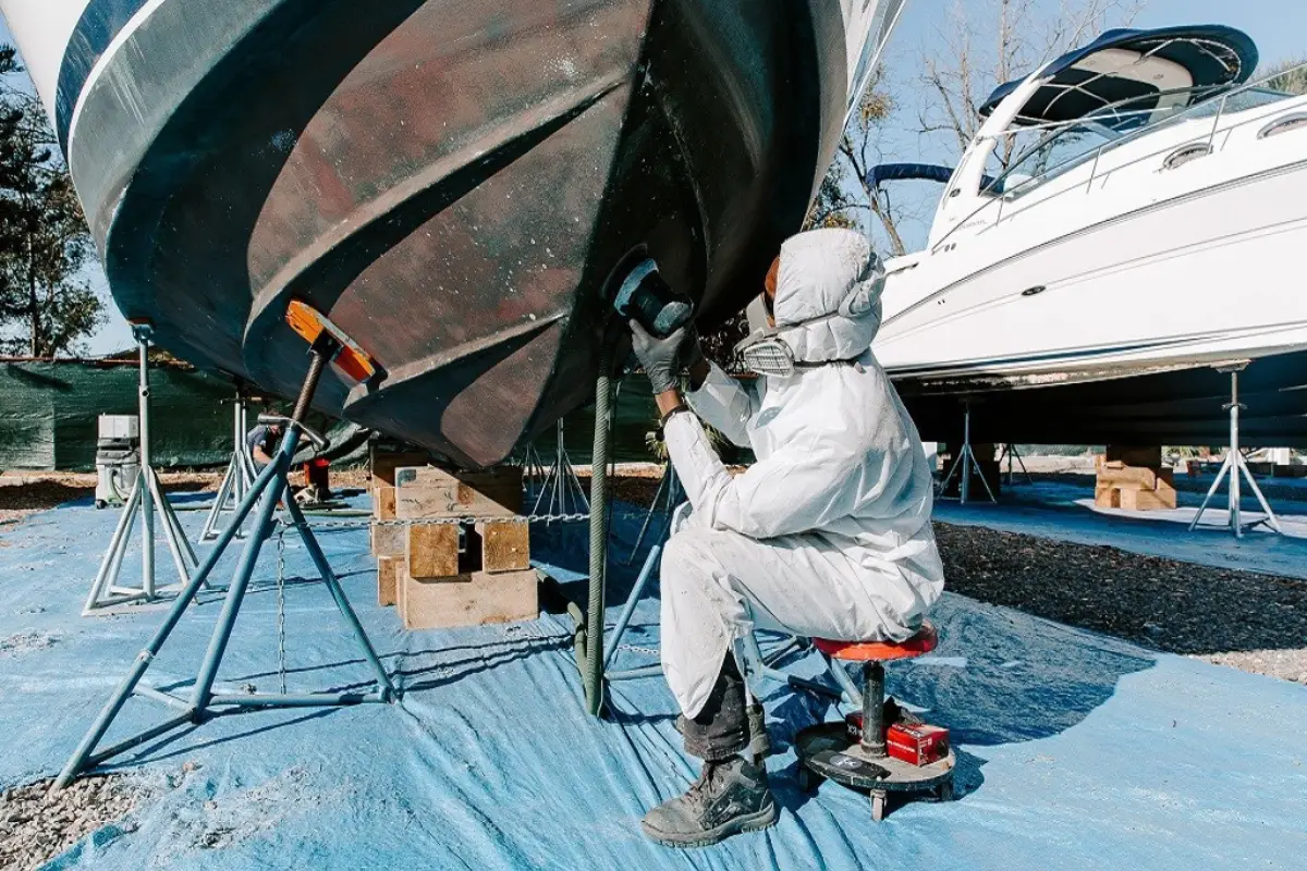 Yacht hull gelcoat repair and polishing