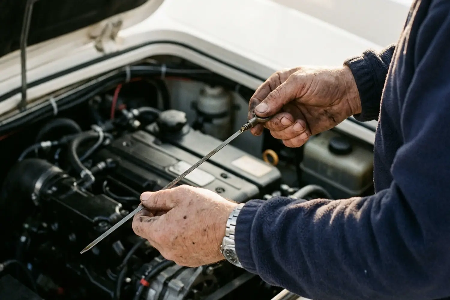 Marine engineer servicing an inboard yacht engine
