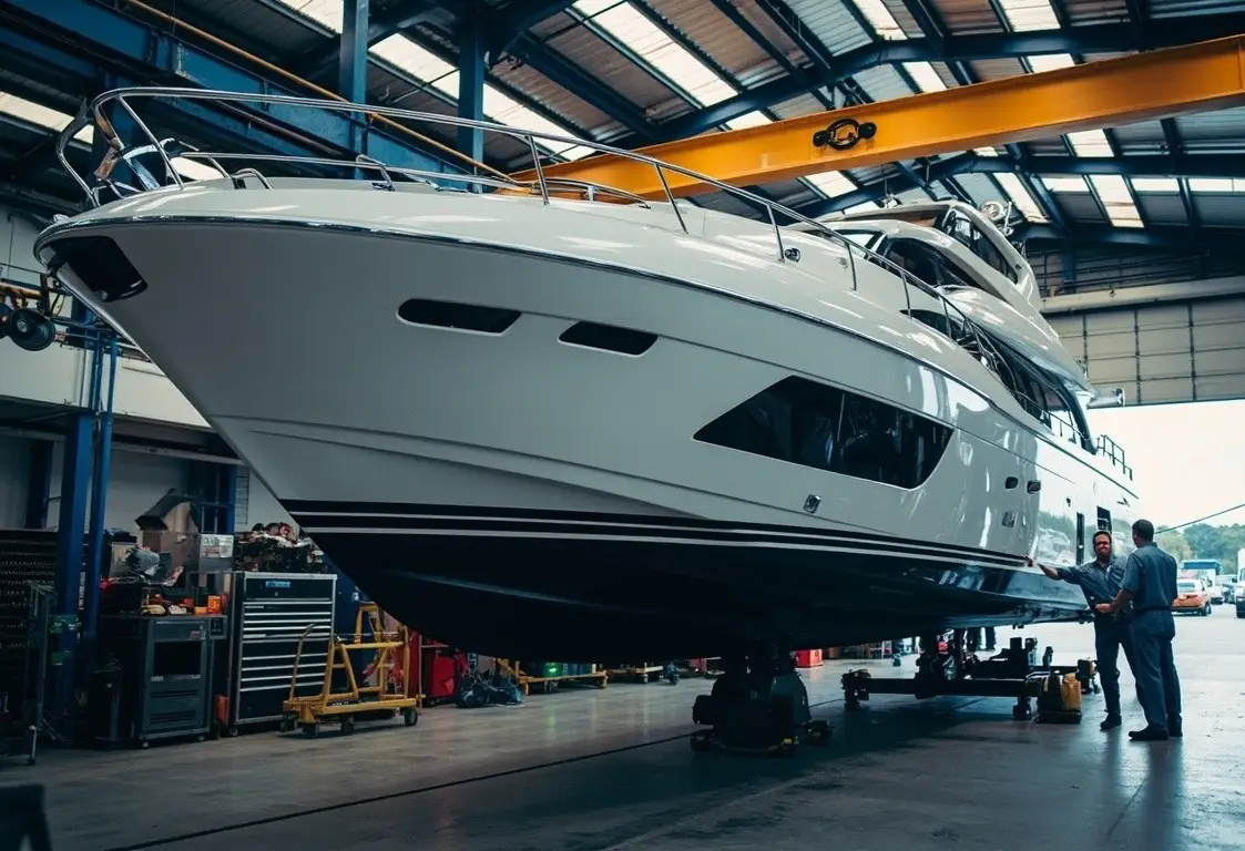 Yacht being prepared for seasonal storage